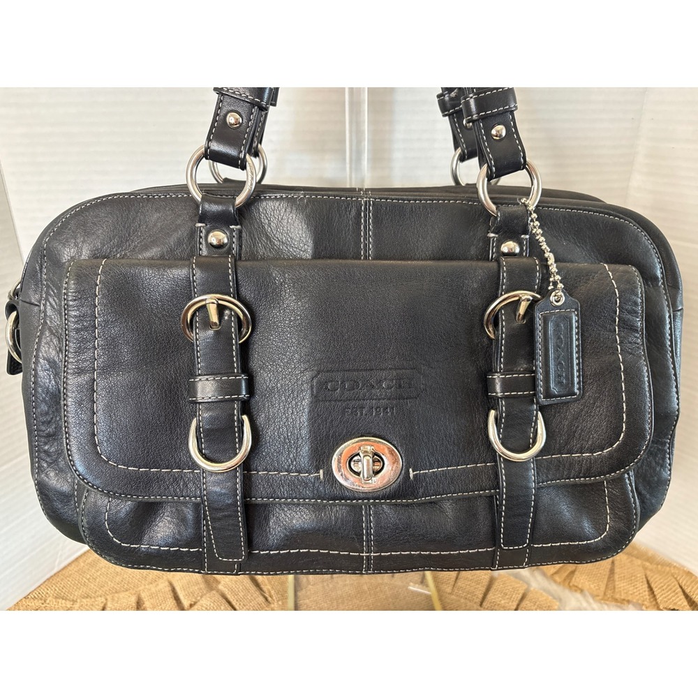 Coach Chelsea Black Leather Crossbody Shoulder Double Handled Handbag